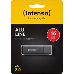 Intenso USB 2.0 Stick 16GB, Alu Line, anthrazit (R) 28MB/s, (W) 6.5MB/s, Retail-Blister