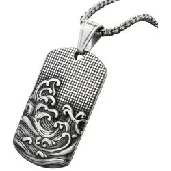 KARMA Kette mit Anhänger Surfer Style mit Anhänger Silbergrau 55 cm Edelstahl (wasserfest hypoallergen rostfrei, 1-tlg., Herrenhalskette modern Geschenk für Ihn), HalsketteHerrenschmuck Männer silberfarben