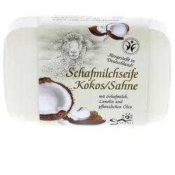 Sanoll Feste Duschseife Saling Schafmilchseife Kokos Sahne, 100 g