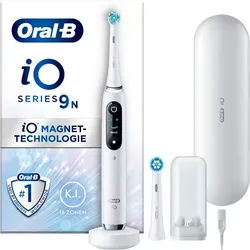Oral-B Elektrische Zahnbürste iO 9, Aufsteckbürsten: 2 St., mit Magnet-Technologie, 7 Putzmodi, Farbdisplay & Lade-Reiseetui weiß