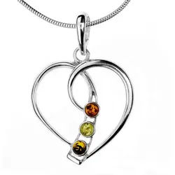 OSTSEE-SCHMUCK Kette mit Anhänger Ostsee-Schmuck Kette mit Anhänger Herz Kette mit Anhänger Herz (2-tlg) silberfarben 50 cm
