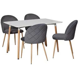 Livetastic Tischgruppe , Grau, Weiß, Buchefarben , Holz, Metall, Textil, Holzwerkstoff , Buche , massiv , konisch , 120x51x75 cm , Esszimmer, Bänke, Eckbankgruppen
