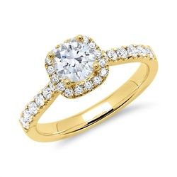 18 Karat Gold Halo Ring mit Brillanten