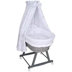 My Baby Lou Stubenwagen-Komplettset , Grau , Holz, Textil , 5-teilig , Kernbuche , Hartholz , Herz , Höhe ca. 4 cm , Füllung: Fleece , 60x73x91 cm , Made in Eu , Babymöbel & Kindermöbel, Babyzimmer, Babybetten, Stubenwagen & Babywiegen