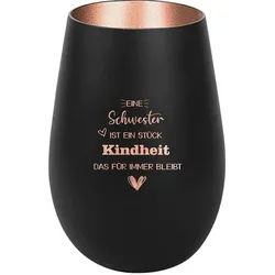 Der Porzellan-Laden Windlicht Windlicht mit Gravur: "Eine Schwester ist ein Stück Kindheit, das für schwarz