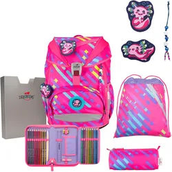 DerDieDas ErgoFlex "NEON" Schulrucksack-Set 5-teilig mit Sportbeutel Neon Punkie
