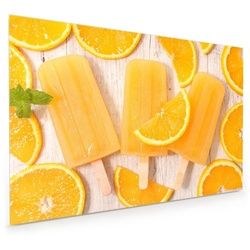 Primedeco Küchenrückwand Küchenrückwand Spritzschutz Glas mit Motiv Orangeneis am Stiel 60 cm x 40 cm