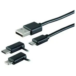 PROTEC USB Lade-Sync Kabel PUSB L2 3in1, 2m
