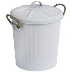 WENKO Eimer, abnehmbarer Deckel, 6 l, matt - weiss