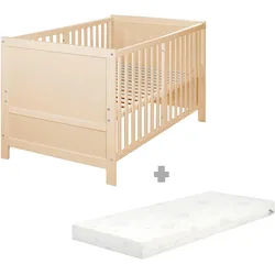 Xxxl Babybett mit Matratze Easy Sleep 70 x 140 cm , Naturfarben , Textil , Rechteckig , 70x140 cm , Babymöbel, Babybetten, Gitterbett