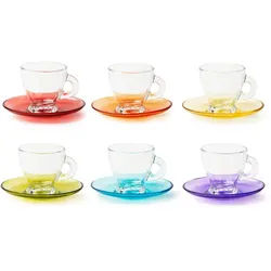 Excelsa Set Von 6 Espressotassen Mit Untertassen Istanbul Glas 9 Cl Bunt
