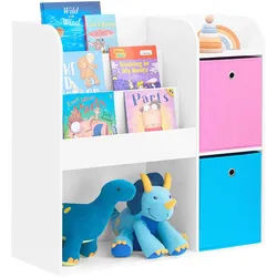 SoBuy Kinderregal Weiß , Weiß, Blau, Rosa , Holzwerkstoff , 89x87x35 cm , Kinder- & Jugendzimmer, Kindermöbel, Kinderregale