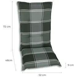 Xxxl Sesselauflagenset , Grau , Textil , 4-teilig , Karo , Füllung: Schaumstoff, Vlies , 50x9x120 cm , Oeko-Tex® Standard 100 , pflegeleicht, hochwertige Qualität, langlebig, für den Außenbereich geeignet, mittels Bändern zu befestigen, mittels Gurtband zu befestigen , Gartenmöbel, Gartenpolster & Auflagen, Sesselauflagen