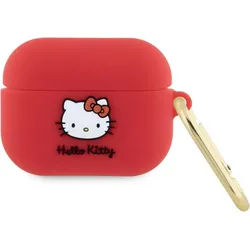 Hello Kitty HKAP3DKHSF Airpods Pro cover fuksja/fuschia Silicone 3D Kitty Head (Kopfhörer Hülle), Kopfhörertasche + Schutzhülle, Rot