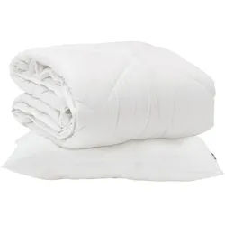 vidaXL Bett Ganzjahresbettdecke mit Kissen 2 pcs Weiß Mikrofaser (2-tlg) weiß