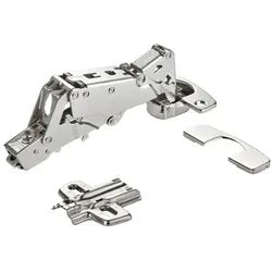 SO-TECH® Türbeschlag Weitwinkelscharnier 165° Sensys 8657i, Softclose (1 St), Eckanschlag + Montageplatte Höhe 1,5 mm + Abdeckung silberfarben