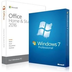 Windows 7 Professional + Office 2016 Home & Student + Lizenzschlüssel