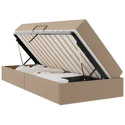 vidaXL Bett Aufbewahrungsbett mit Matratze 2 pcs Cappuccino Leder (2-tlg)