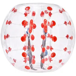 VEVOR Aufblasbarer Bump Ball Bumper Stoßball 1 Stk. 1,2 m x 1,03 m, Menschlicher Kollisionsball, PVC-Körperblasen-Bounce-Ball für Outdoor-Aktivitäten, Transparent + Rote Punkte Aufblasbar Bumper Ball