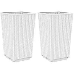 vidaXL Blumentopf Pflanzkübel 2 Stk. Weiß 32,5x32,5x57 cm PP (2 St) weiß