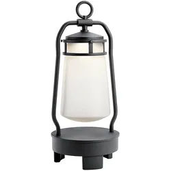 Elstead Lighting Lyndon Bluetooth-Laterne EU-Stecker IP44 in Textured Black Aluminium Glas
