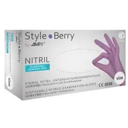 Style Berry Nitrilhandschuhe, puderfrei, lila, Stabile Einmalhandschuhe mit Fingerspitzentexturierung, 1 Packung = 100 Stück, Größe M