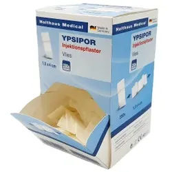 Holthaus Medical YPSIPOR Injektionspflaster, luftdurchlässig, Aus querelastischem Klebervlies mit platziertem Saugpolster, 1 Packung = 250 Stück, Maße: 1,5 x 4 cm
