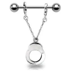 Order & Smile Schmuck Brustwarzenpiercing Brustwarzenpiercing Schild Nippelpiercing „Handschellen“ silberfarben