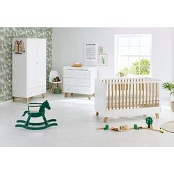 Pinolino Babyzimmer , Weiß, Eichefarben , Holzwerkstoff , 2 Fächer , 3 Schubladen , in verschiedenen Größen erhältlich,zum Juniorbett umbaubar, höhenverstellbar, Sprossen mit Normabstand, Aufbauanleitung im Karton, Lattenrost inklusive, Schlupfsprossen , Baby & Kindermöbel, Babyzimmer, Babyzimmer-serien