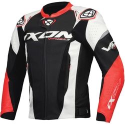 Ixon Vortex 3 Motorrad Lederjacke, schwarz-weiss-rot, Größe L