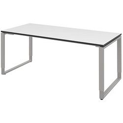 röhr Imperia höhenverstellbarer Schreibtisch weiß rechteckig, Kufen-Gestell silber 180,0 x 80,0 cm