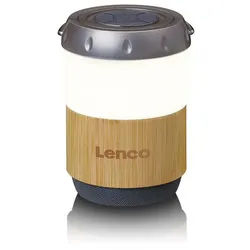Lenco BTL-030BA Lautsprecher 1.0 (Bluetooth®, 3 W, Bluetooth-Laterne, Lautsprecher, Bambusdesign für Terrasse und Garten) beige