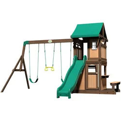Ambia Garden Spielturm , Braun, Grün , Holz , Zeder , 340x260x430 cm , EN 71 , Freizeit & Co, Gartenspielzeug, Spieltürme