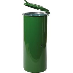 Abfallsammler aus Stahlblech, 120 l, abschließbar, feuerverzinkt, pulverbeschichtet (laubgrün), Höhe: 990 mm, Durchmesser: 430 mm