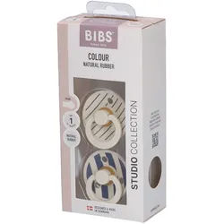 Bibs Studio Colour Schnuller Gr. 1, 0-6 Monate, Ivory Steel Blue