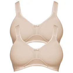Entlastungs-BH SUSA "2er Pack Entlastungs BH ohne Bügel Basics", Damen, Gr. 75, Cup A, beige (cappuccino cappuccino), Stoff, Obermaterial: 97% Baumwolle CO. 3% Elasthan EL., BHs Entlastungs-BH