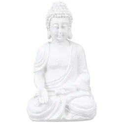 Relaxdays Buddha-Figur , Weiß , Kunststoff , 10x17.5x7.5 cm , Dekoration, Dekofiguren & Skulpturen, Buddha-Statuen
