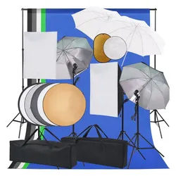 vidaXL Fotostudio-Box Fotostudio Set Softbox-Lampen Schirm Hintergrund Reflektor goldfarben