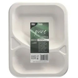 Papstar 100 Siegelschalen 2-geteilt weiß 825 ml - 18,5 x 23,5 cm weiß