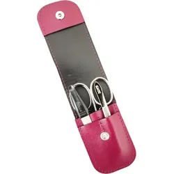 EloModa Maniküre-Kosmetik-Etui 3-teiliges Solingen Maniküre Set mit Leder Etui, Nagelschere, Feile, 3 tlg., Made in Germany
