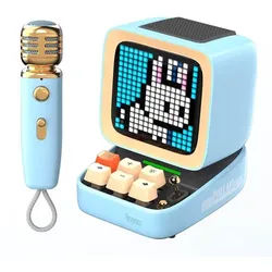 Ditoo-Mic Mini Karaoke Machine Pixel Art Bluetooth Speaker - Blue