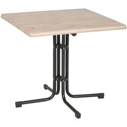 Gardenson Gartenklapptisch , Anthrazit, Beige , Metall, Holzwerkstoff , Holzoptik , quadratisch , 80x72x80 cm , gastro- und objekttauglich, klappbar, wetterfest, platzsparend , Gartenmöbel, Gartentische, Balkontische