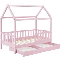 Juskys Kinderbett Marli rosa 80x160 cm mit Bettkasten , Rosa , Holz , 80x160 cm , Babymöbel & Kindermöbel, Kinderzimmer & Jugendzimmer, Kinderbetten, Spielbetten