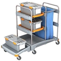 Cleankeeper Systemwagen II - 1, 3 Moppboxen 59,5 x 27,5 x 24 cm, 2 Schalen (60x40,5x5cm), 1 Abfallsack 120 l - blau