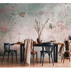 living walls Fototapete Fototapete Floral mit bunten Blumen 3,71x2,80 m rosa