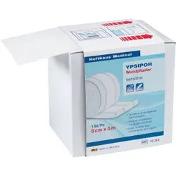 Holthaus Medical YPSIPOR Wundpflaster, Vlies, Weicher Wundschnellverband mit latexfreiem Polyacrylatkleber, 1 Packung = 1 Rolle, Maße: 8 cm x 5 m