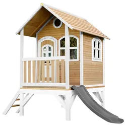 Ambia Garden Spielhaus , Braun, Grau, Weiß , Holz , Hemlocktanne , 287x231x191 cm , EN 71, CE, FSC 100% , Freizeit & Co, Gartenspielzeug, Spielhäuser