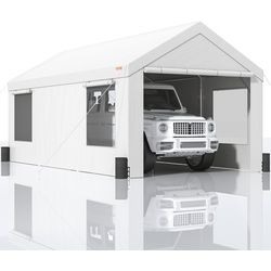 VEVOR Carport-Überdachung, Auto-Überdachung, 10 x 20 Fuß, 8 Beine, Seitenwände und Fenster, Weiß