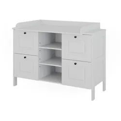 VitaliSpa Wickelkommode Ajaton Weiß 133 x 98.4 cm mit 4 Schubladen , Holzwerkstoff , 133x98.4x70 cm , Babymöbel, Wickelkommoden & Zubehör, Wickelkommoden