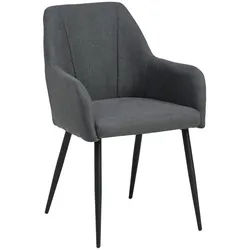 Mid.you Armlehnstuhl , Grau, Schwarz , Metall, Textil , Rundrohr , 56x87x60 cm , Esszimmer, Esszimmerserien